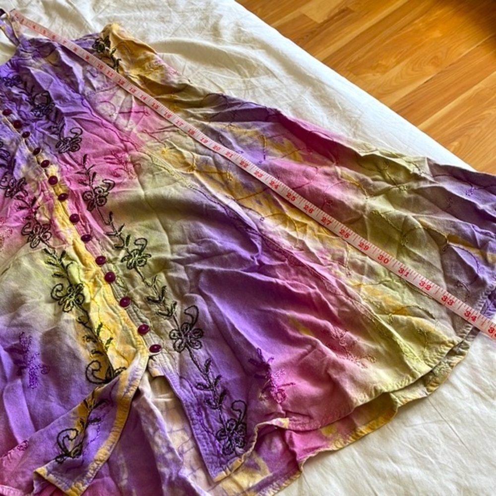 Henna tie dye Spaghetti Strap Embroidered Dress-OS - Picture 12 of 16
